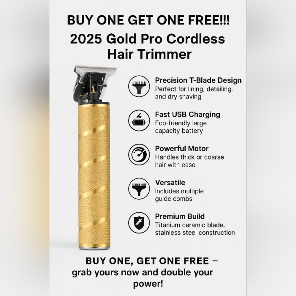 🏆✨ BUY ONE GET ONE FREE!!! ✨🏆2025 Gold Pro Cordless Hair Trimmer